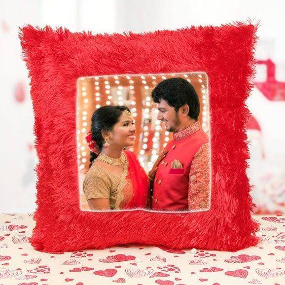 Red Fur Personalised Cushion - YuvaFlowers