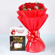 Red Roses With Birthday Greeting Card