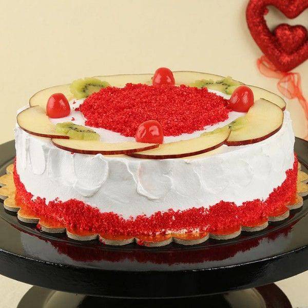 Red Velvet Fruit  Cake - YuvaFlowers