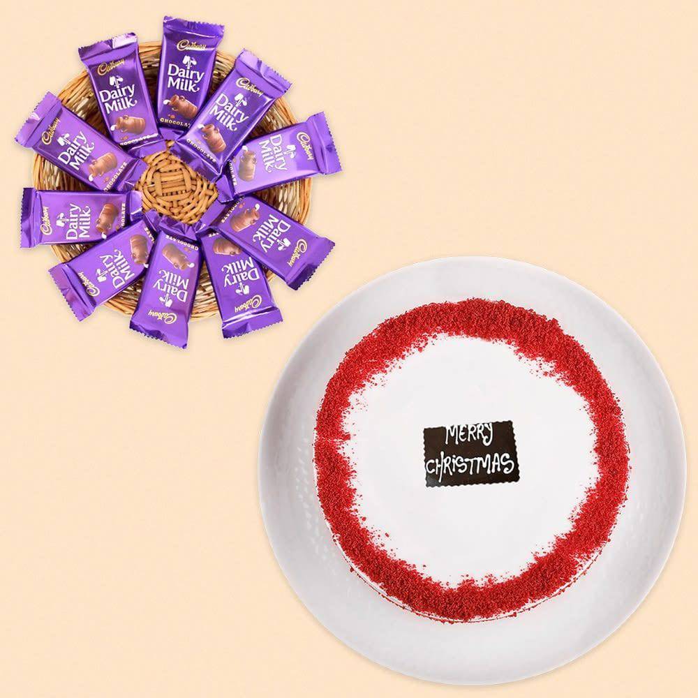 Red Velvet With 10 Dairy Milk - YuvaFlowers