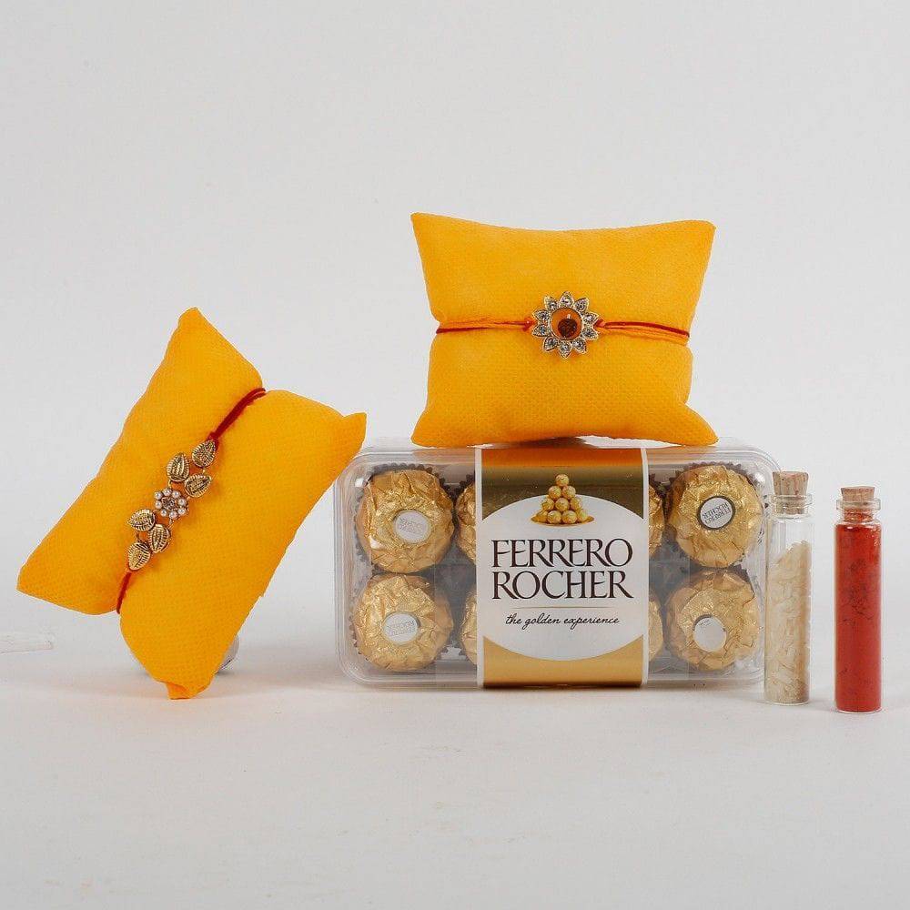 Rocher And 2 Rakhis Combo - YuvaFlowers