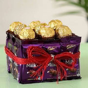 Rocher With Dairy milk Arrangement - YuvaFlowers