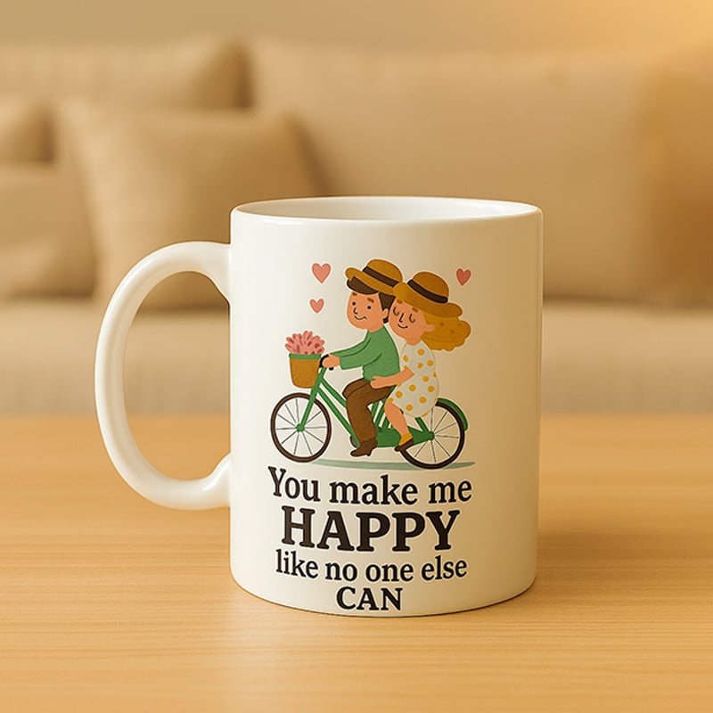 Romantic Couple Bicycle Ride Printed Mug