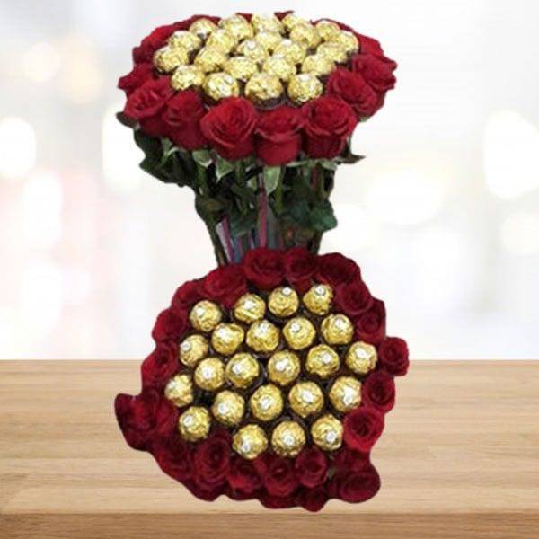 Roses N Rocher Chocolate Bouquet - YuvaFlowers
