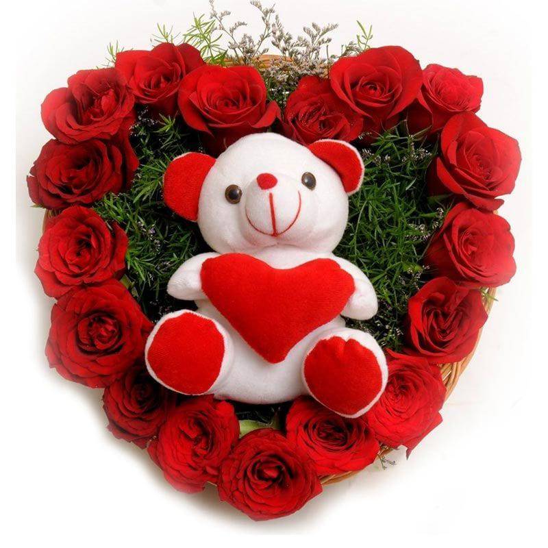 Roses N Soft Toy - Bouquet - YuvaFlowers