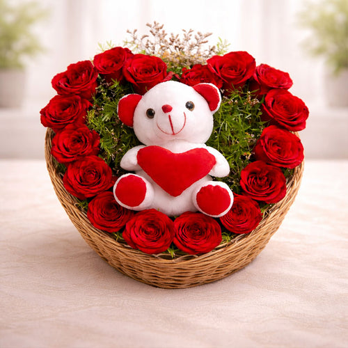 Roses N Soft Toy - Bouquet Online Gift Delivery