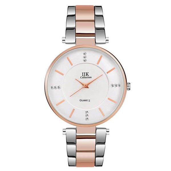 Round Studded Dial Metal Bracelet Chain Strap Analogue Wrist Watch for Women  - YuvaFlowers