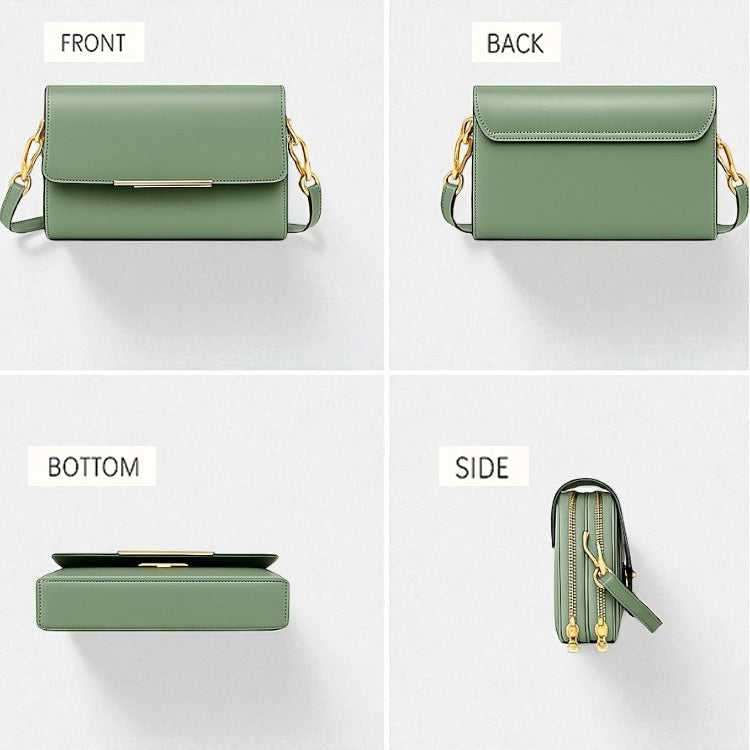 Rourens Green Matte Leatherette Crossbody Bag