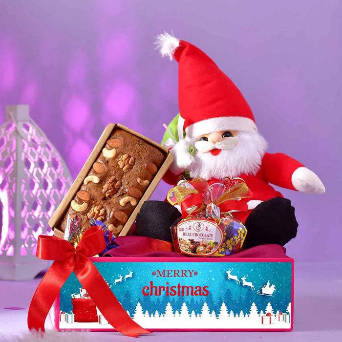 Santa's Dry Fruit Plum Cake Gift Hamper - YuvaFlowers