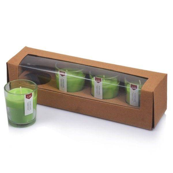 Set Of 4 Scented Glass Votive Candles Lemon Grass Fragrance - YuvaFlowers