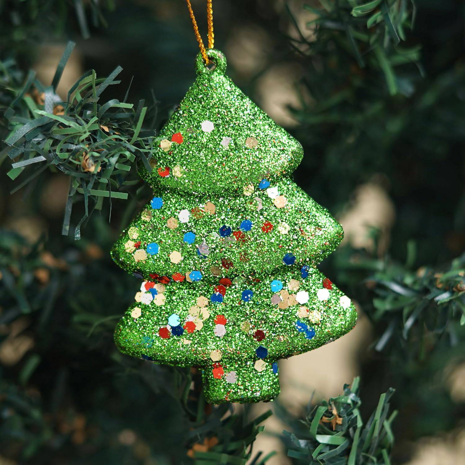 Set of 4 Sparkly Christmas Trees for Decor (Red, Green, Gold, Silver) - YuvaFlowers