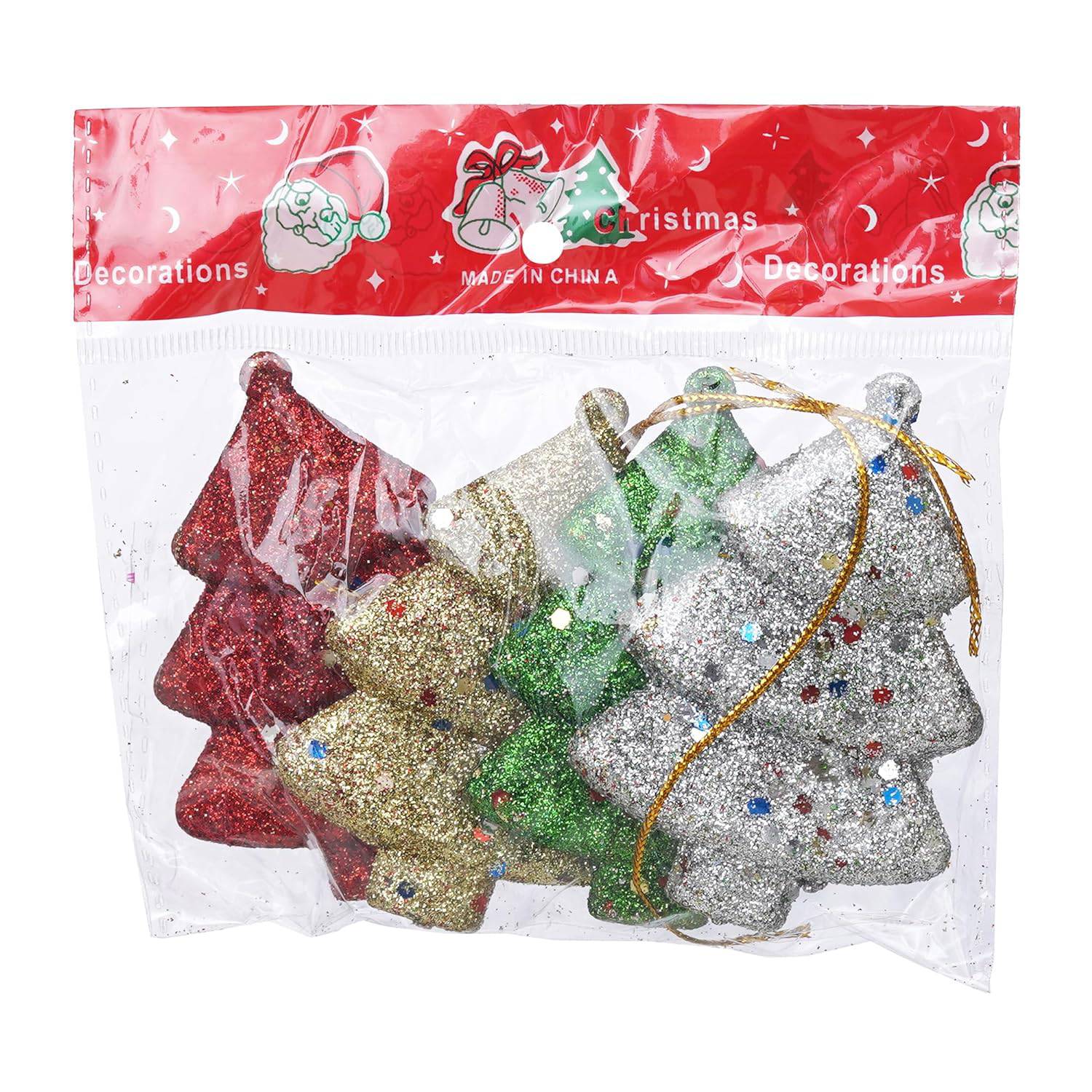 Set of 4 Sparkly Christmas Trees for Decor (Red, Green, Gold, Silver) - YuvaFlowers