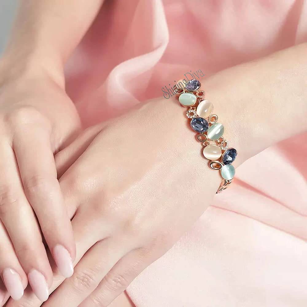 Shining Diva Fashion Latest Stylish Rose Gold Austrian Crystal Bracelet For Women And Girls (11942B), Free - YuvaFlowers