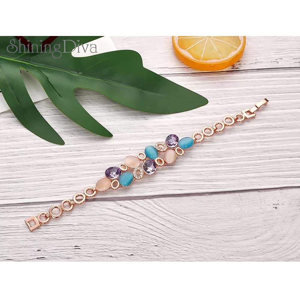 Shining Diva Fashion Latest Stylish Rose Gold Austrian Crystal Bracelet For Women And Girls (11942B), Free - YuvaFlowers