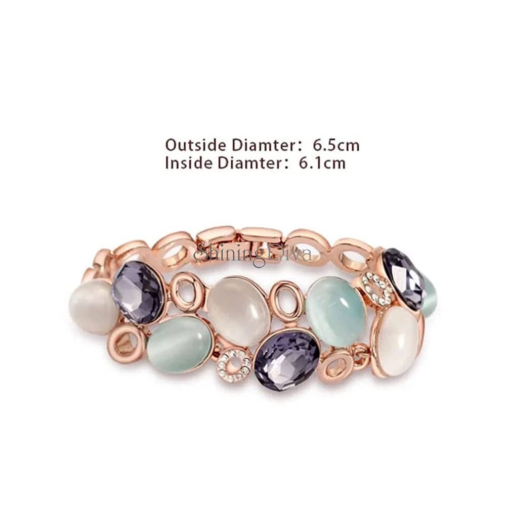 Shining Diva Fashion Latest Stylish Rose Gold Austrian Crystal Bracelet For Women And Girls (11942B), Free - YuvaFlowers