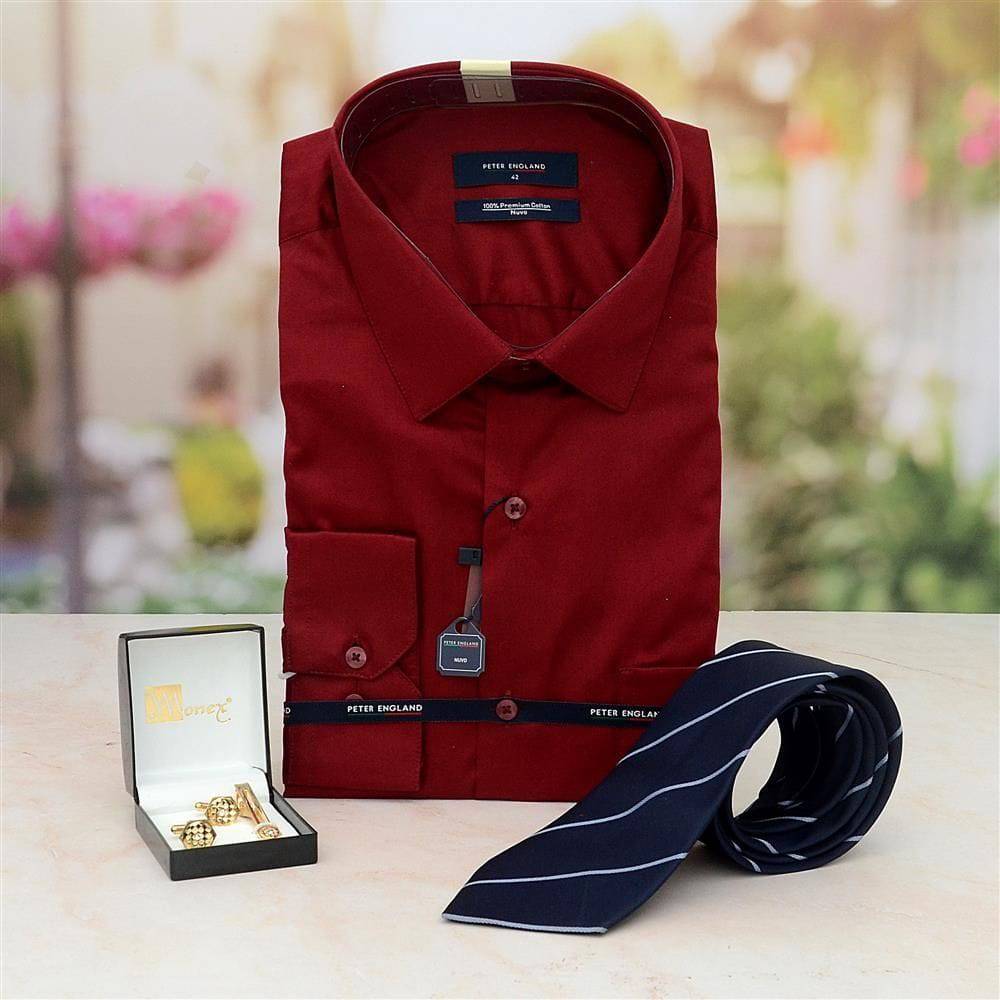 Shirt, Cufflink Set with Blue Tie - YuvaFlowers