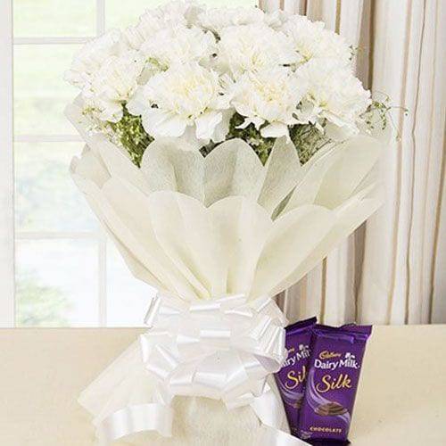 Silks And Whites - YuvaFlowers