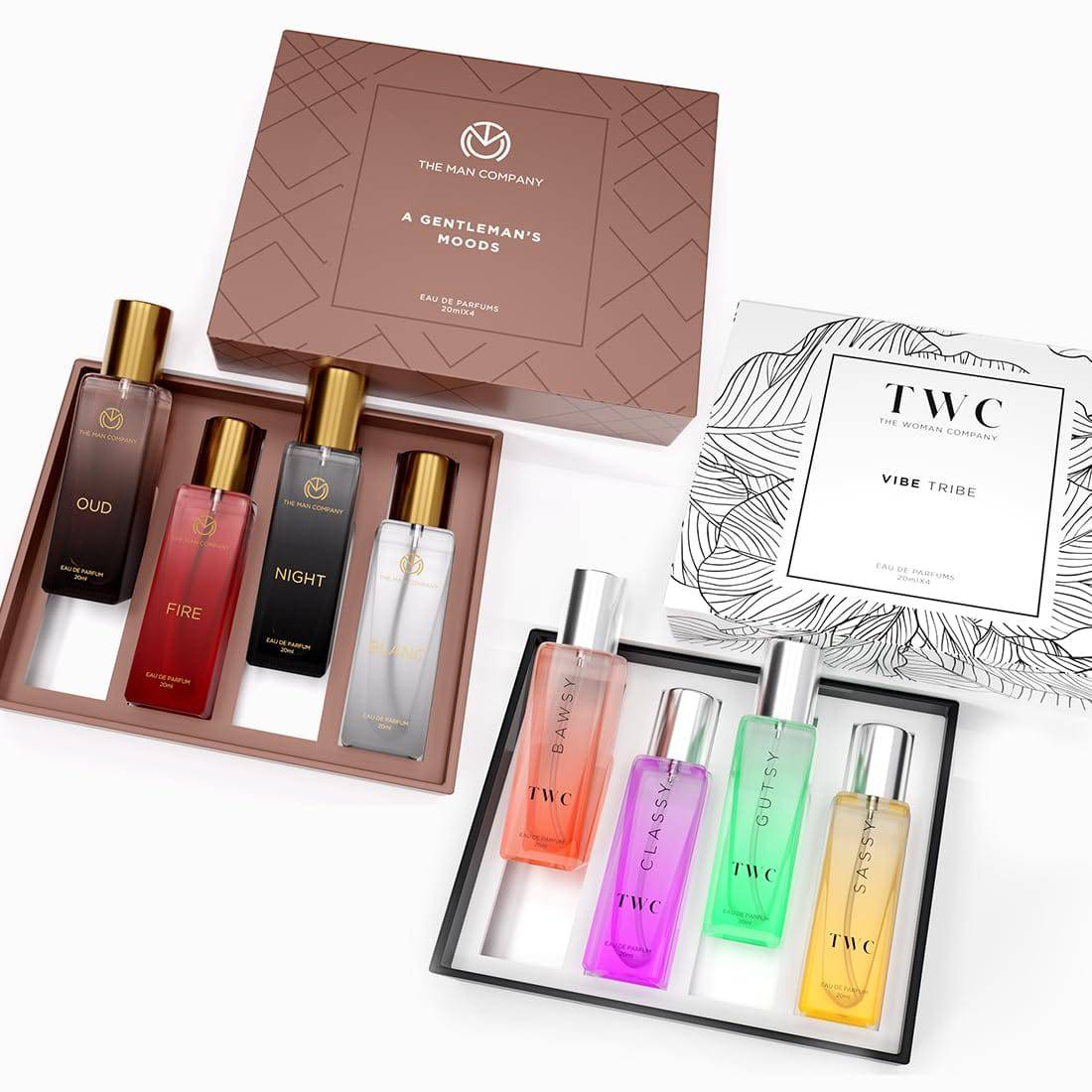 Specially Curated Perfume Gift Set for Men 4*20ml - A Gentleman’s Moods | Premium Long-Lasting Fragrance | Luxury EAU DE Parfum | Night For Date | Blanc For Office | Fire For Party | Oud For Outing - YuvaFlowers