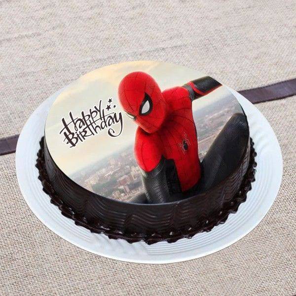 Spiderman on Chocolate Photo Cake - YuvaFlowers