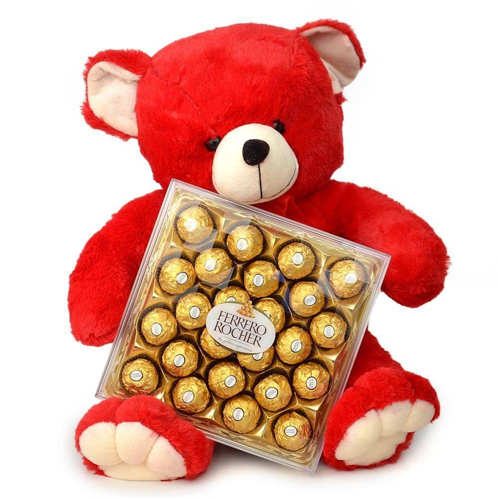 Stunning Teddy Bear with Chocolate - YuvaFlowers