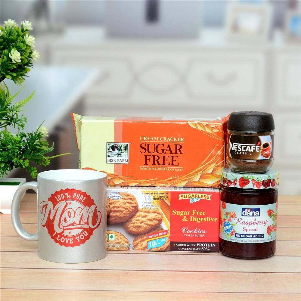 Sugar Free Biscuit & Cookies Combo with Coffee & Mug - YuvaFlowers