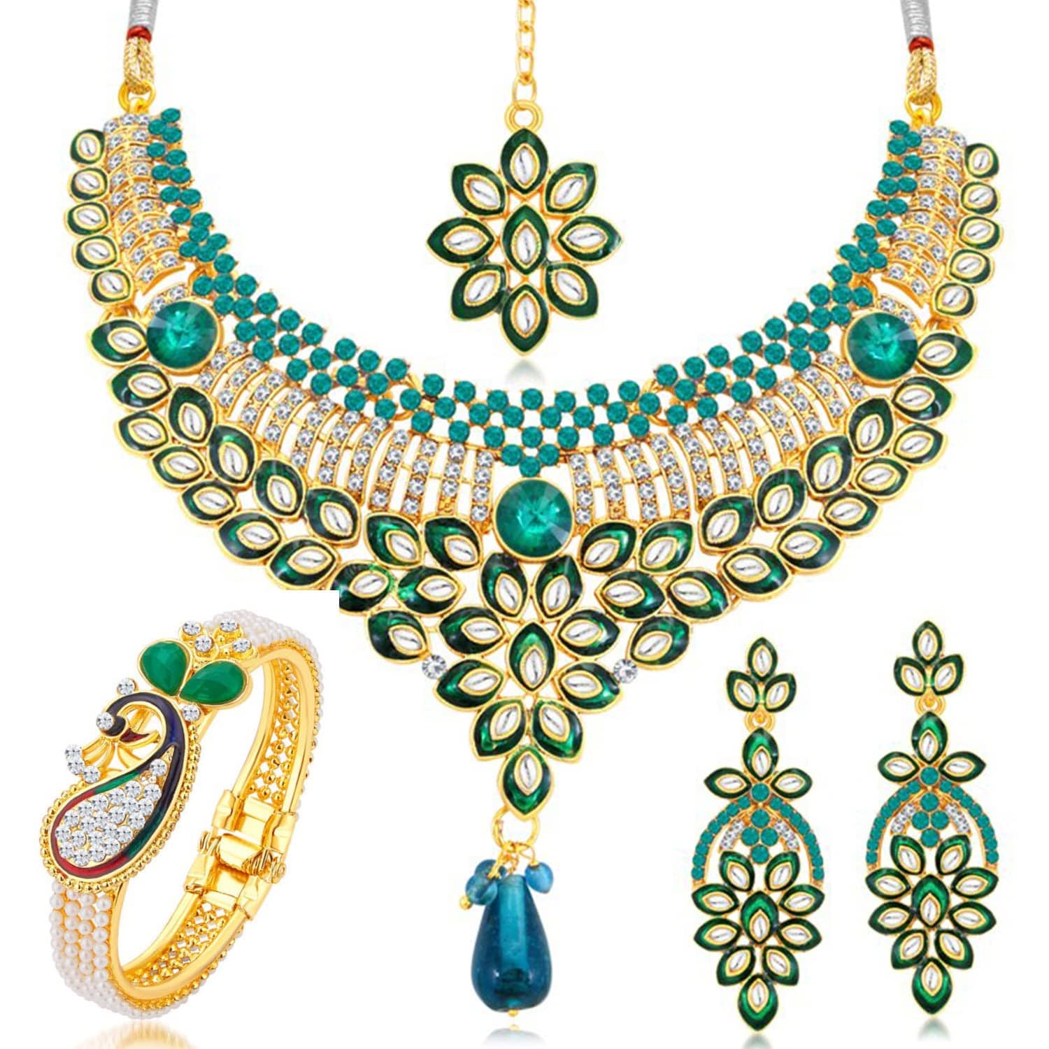 Sukkhi Attractive Gold Plated Necklace Kada Combo Set for Women (CBMIX104227) - YuvaFlowers