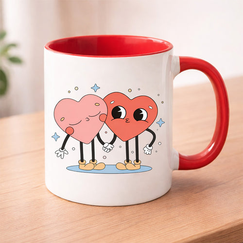 Sweetheart Duo Love Mug - Cute Heart Couple Coffee Cup Online Gift Delivery