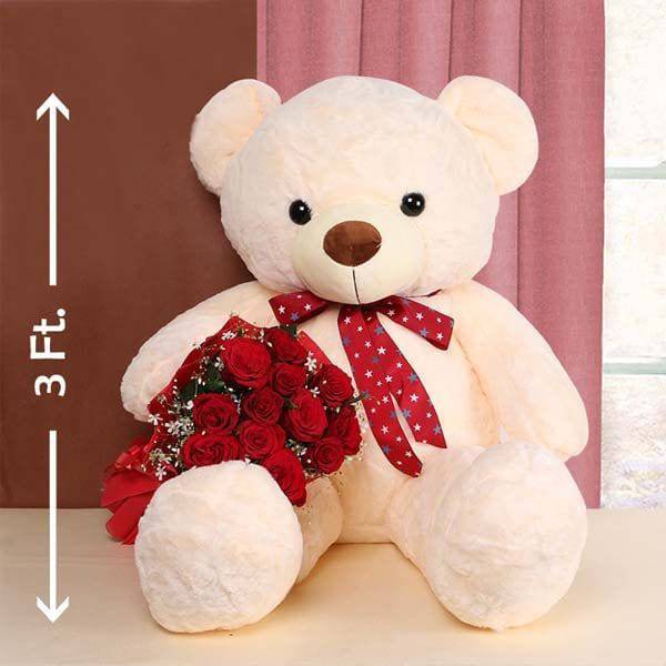 Teddy has Roses - YuvaFlowers
