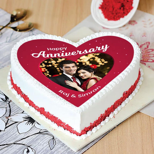 Tempting Red Velvet Anniversary Cake