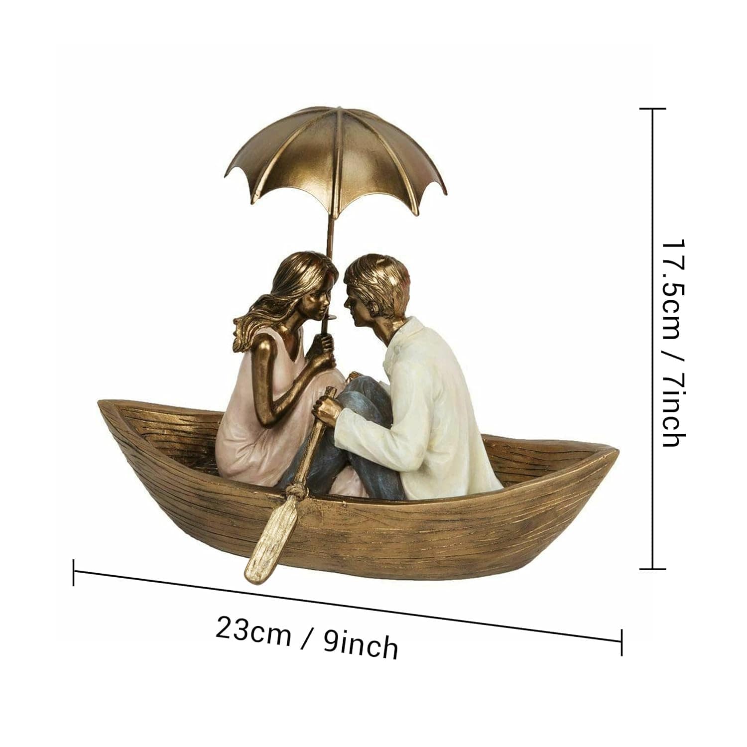 TIED RIBBONS Resin Romantic Boat Couple Showpiece Statue For Home Decor Living Room Bedroom Decoration Items Gift To Wife Husband Boyfriend Girlfriend, Multi Colour - YuvaFlowers