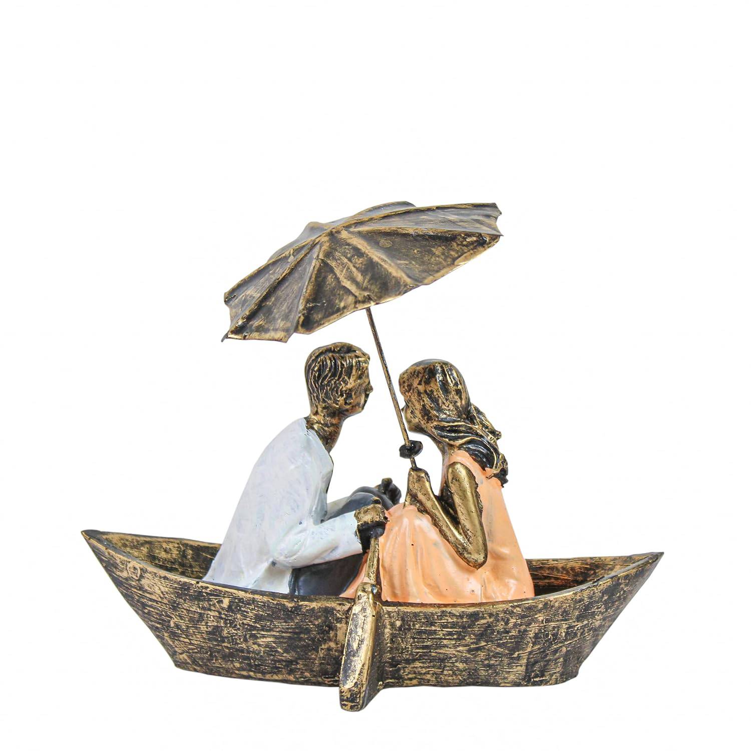 TIED RIBBONS Resin Romantic Boat Couple Showpiece Statue For Home Decor Living Room Bedroom Decoration Items Gift To Wife Husband Boyfriend Girlfriend, Multi Colour - YuvaFlowers