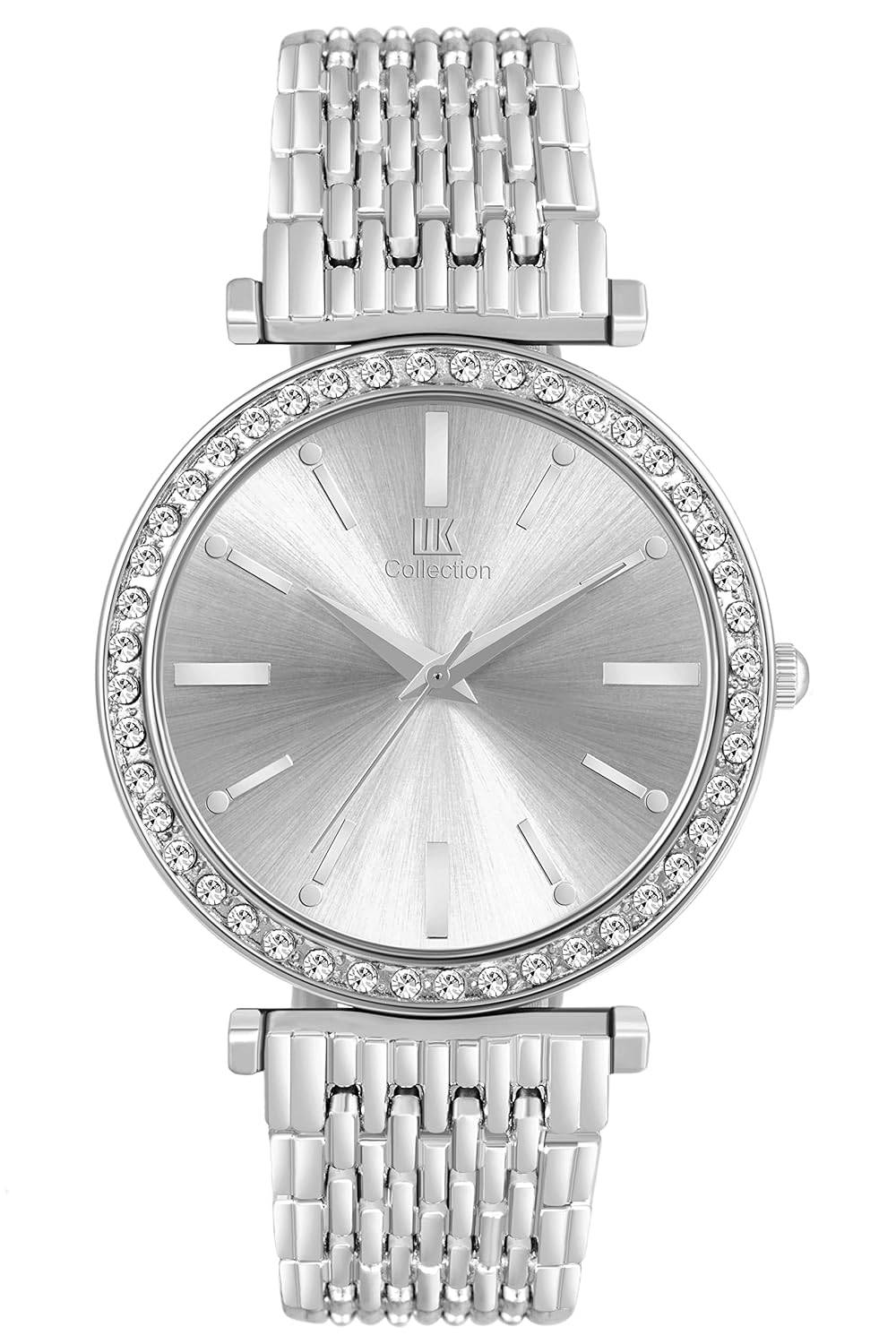 Watches for Women Stainless Steel Chain & Diamond Studded Dial Ladies Watch - Water Resistant Womens Watches - YuvaFlowers