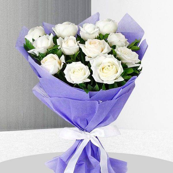 White Roses Bunch - YuvaFlowers