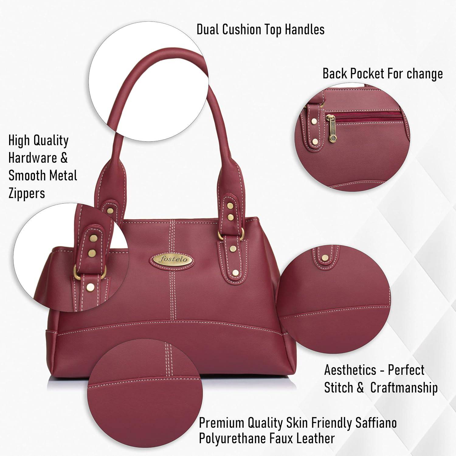 Women's Catlin Faux Leather Handbag (Large) - YuvaFlowers