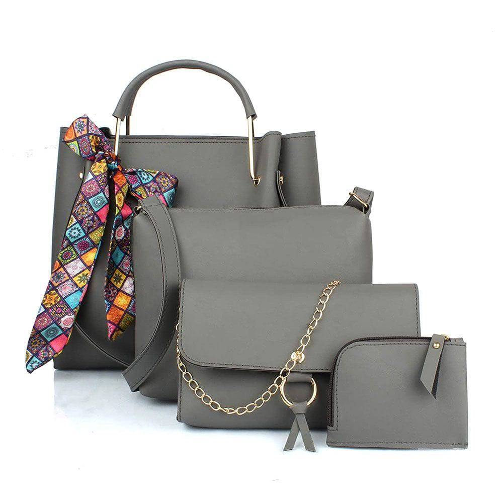 Women's grey handbag combo (set of 4) - YuvaFlowers