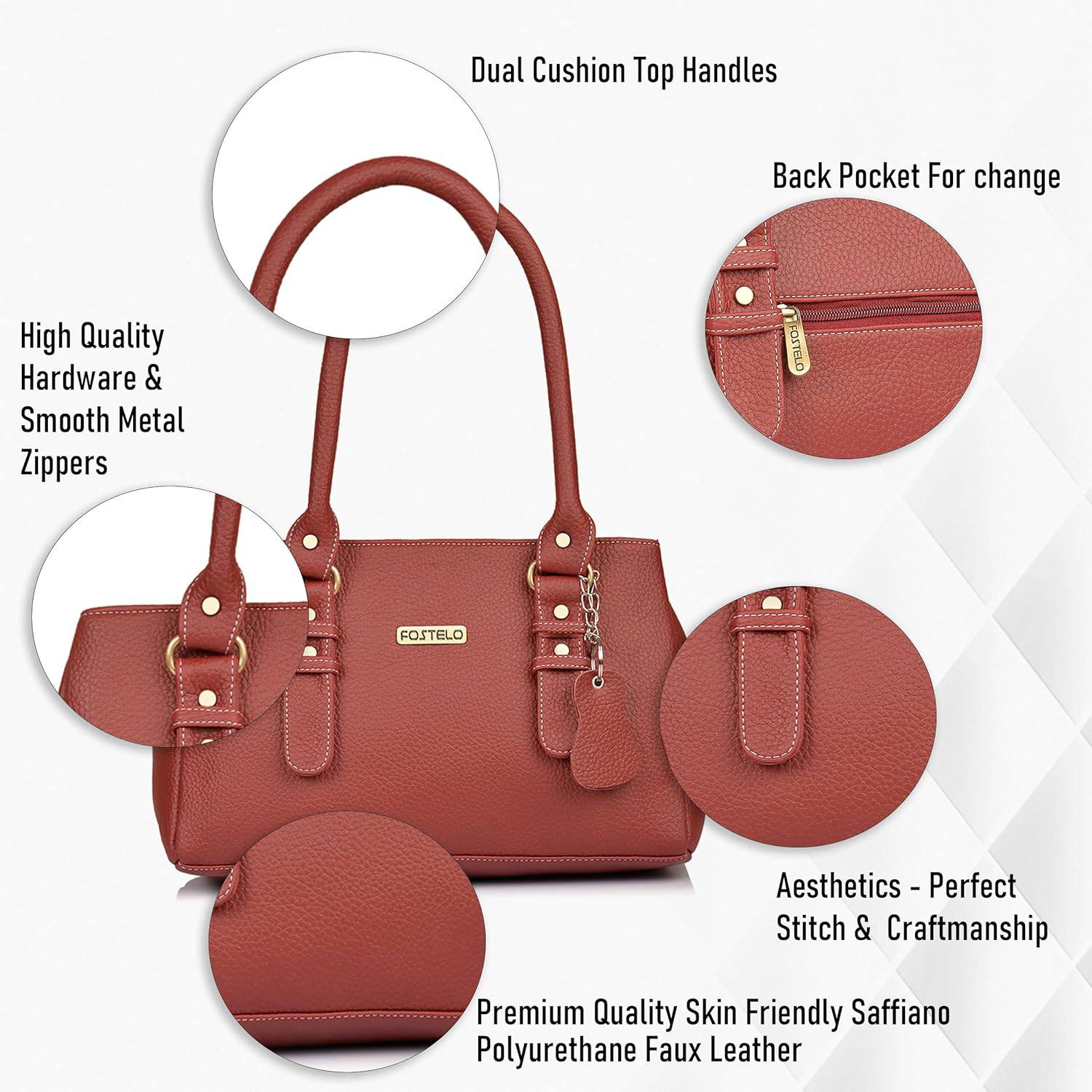Women's Westside Faux Leather Handbag (Large) - YuvaFlowers