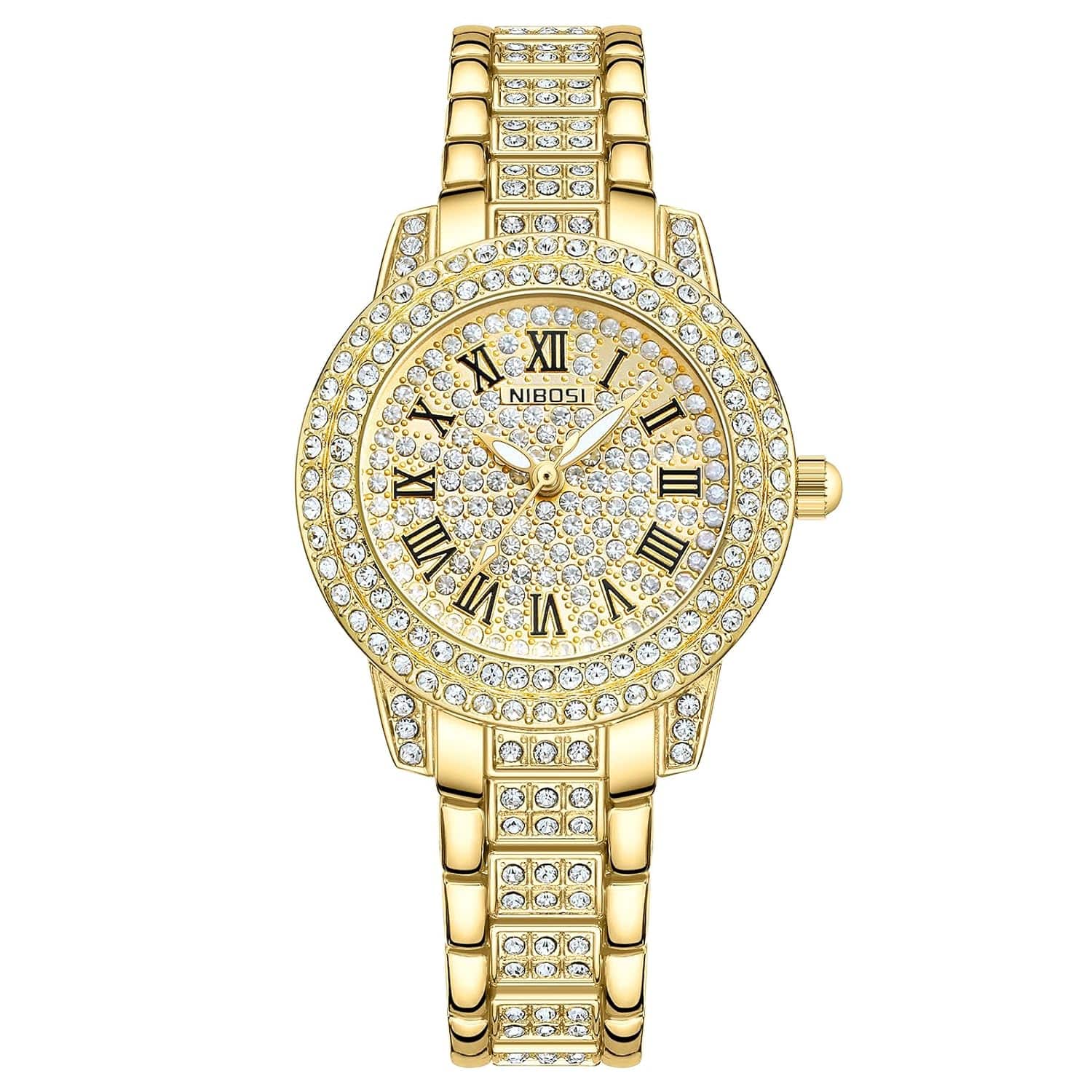Women Wrist Watches Analog Rose Gold Dial Women's Watch for Girls&Miss&Ladies Diamond Studded with Stylish Girlfriend Watches - YuvaFlowers