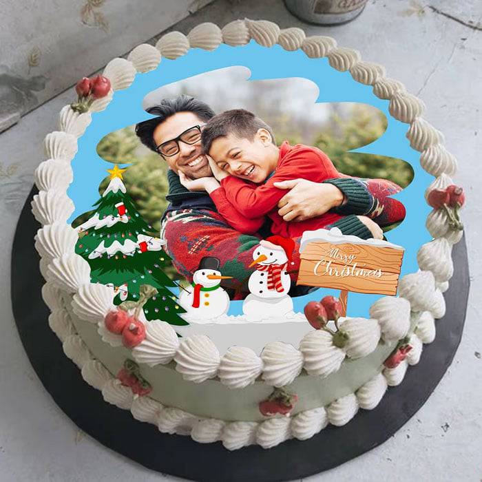 Xmas Photo Cake - YuvaFlowers