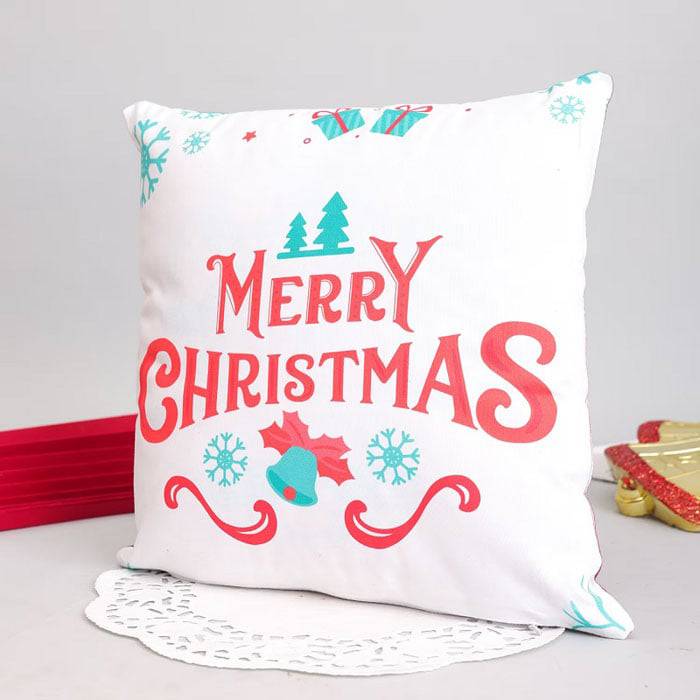 XMas White Cushion - YuvaFlowers