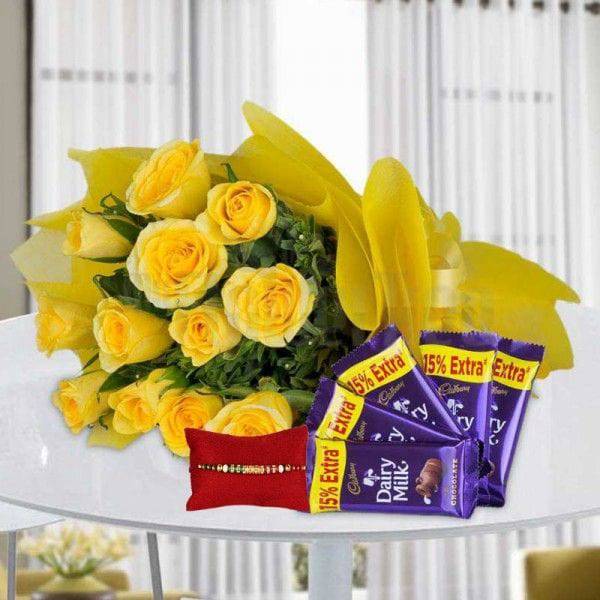 Yellow Glory with Rakhi - YuvaFlowers