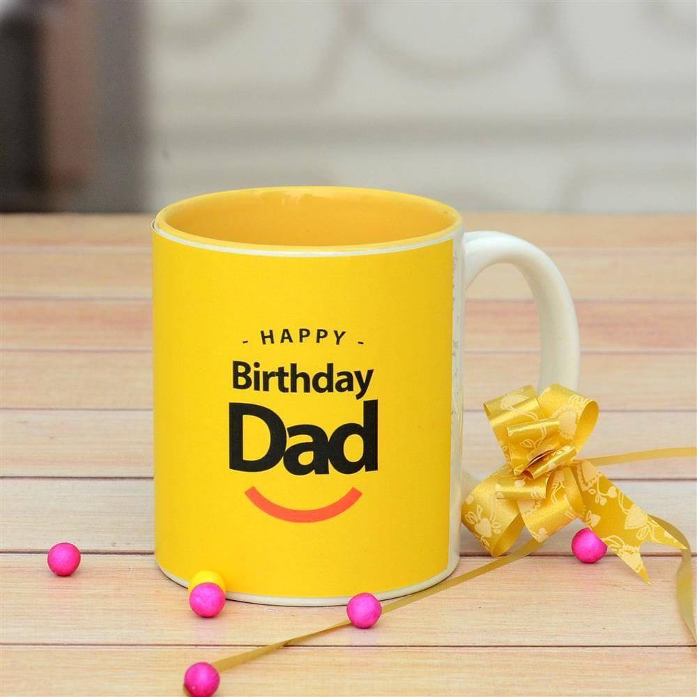Yellow Personalized Birthday Mug for Dad - YuvaFlowers