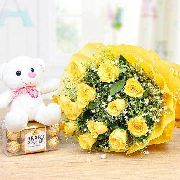 Yellow Roses Hamper - YuvaFlowers