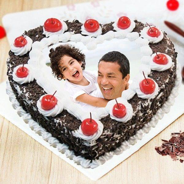 Yummy Black Forest Photo Cake For Dad - YuvaFlowers